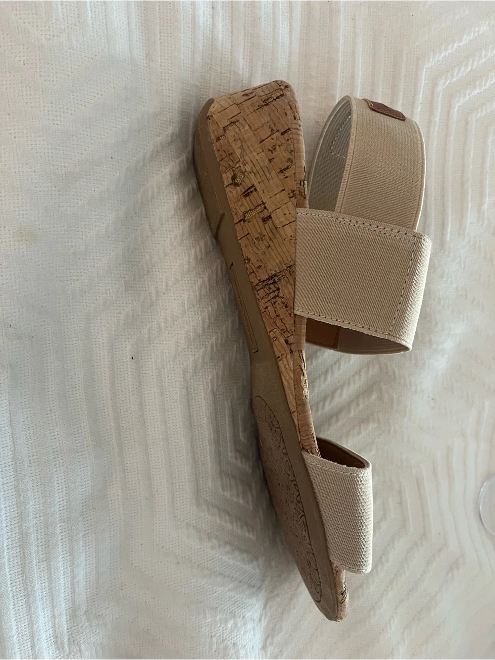 Tommy Bahama Sakura Beige Elastic Cork Wedge Sandals